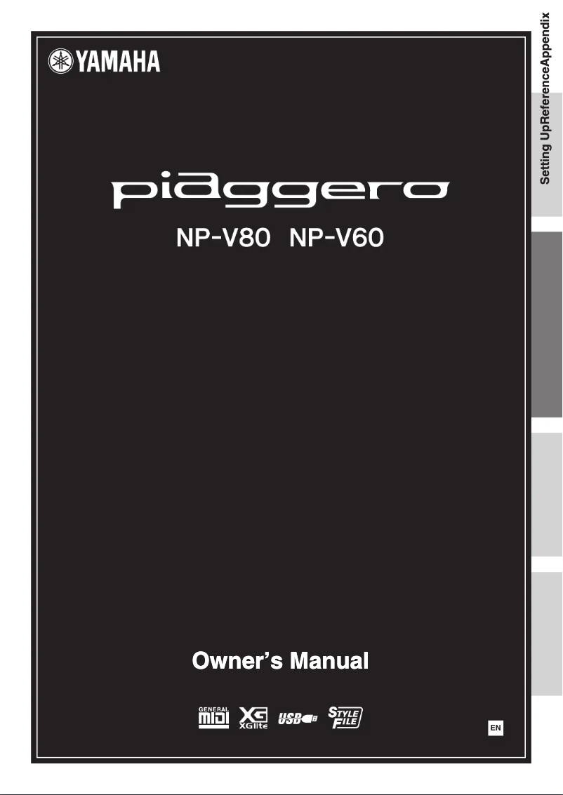 Imagen de la primera página del manual del dispositivo Piaggera NP-V80