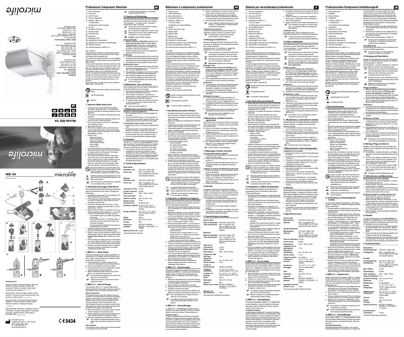 Imagen de la primera página del manual del dispositivo NEB 10A