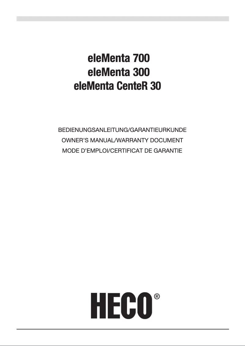 Imagen de la primera página del manual del dispositivo Elementa Center 30