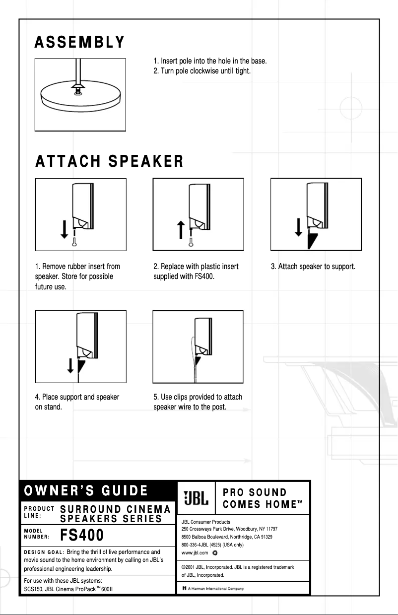 Página 1 del manual Manual de usuario JBL FS400