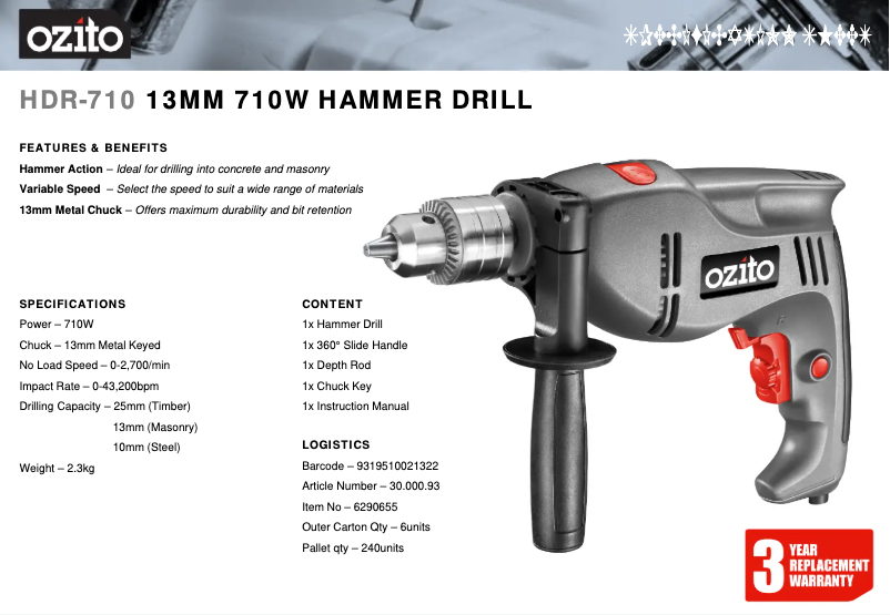 Imagen de la primera página del manual del dispositivo HDR-710