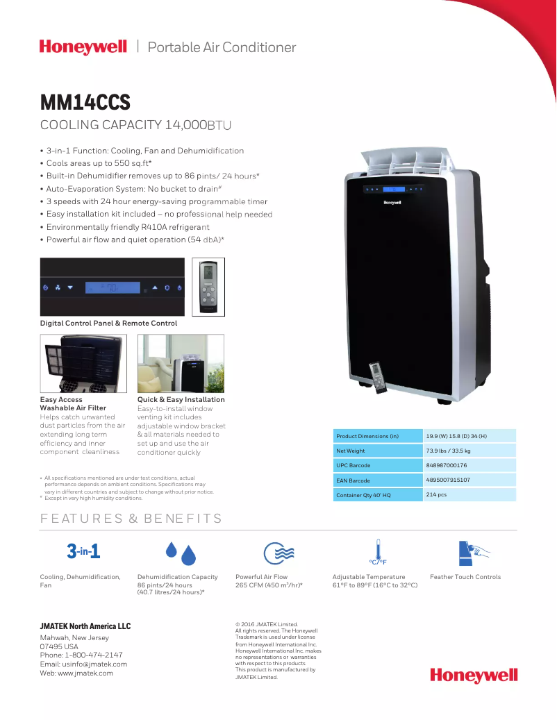 Página nº 1 - Ficha técnica Honeywell MM14CCS