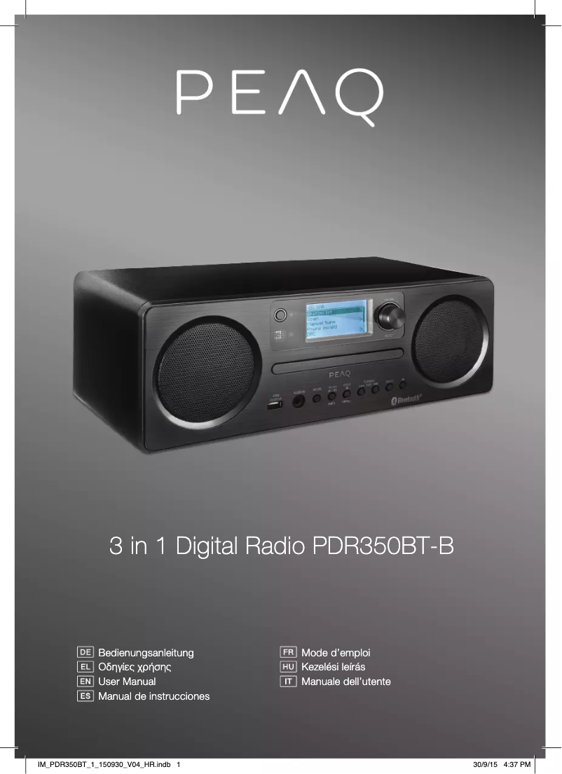 Imagen de la primera página del manual del dispositivo PDR350BT-B