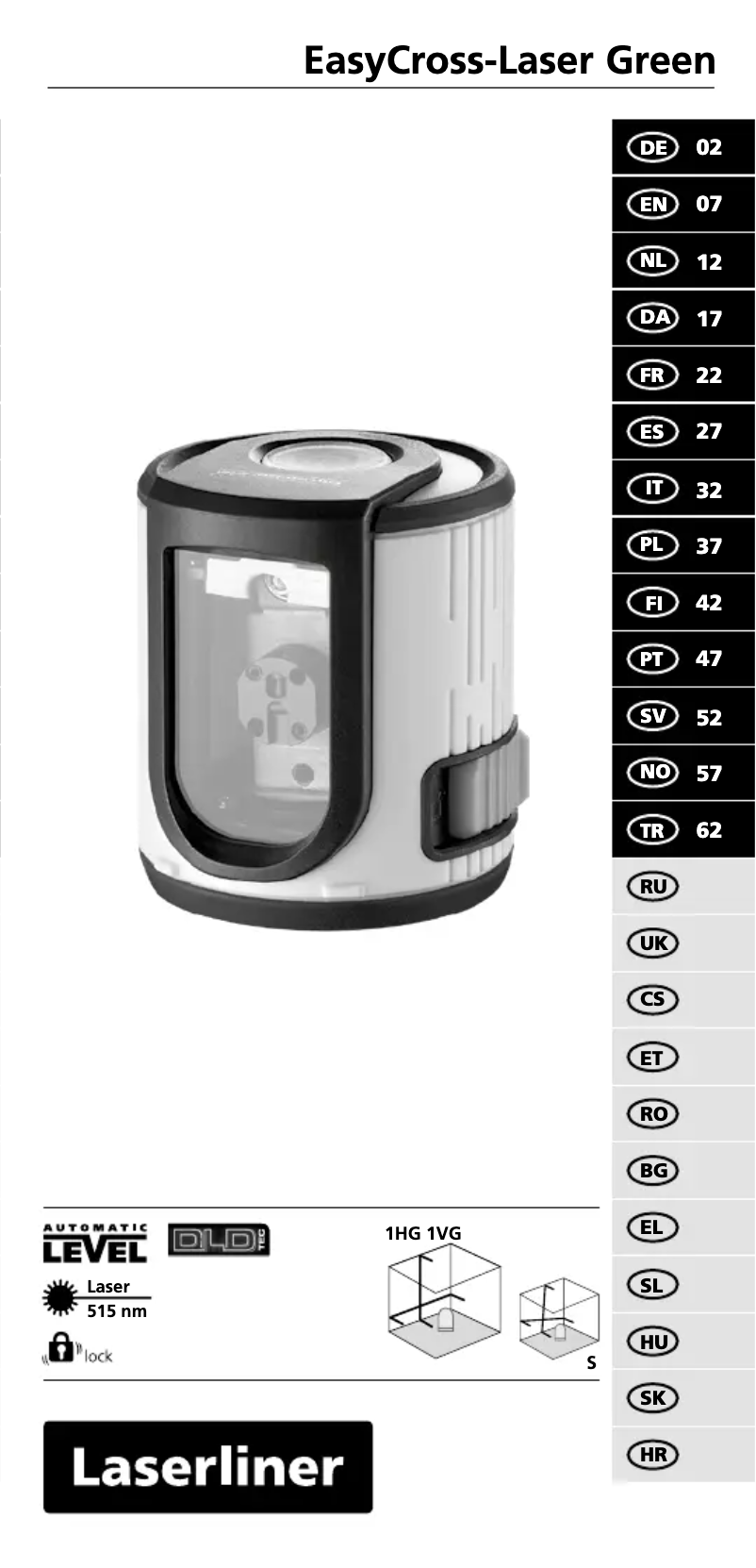 Imagen de la primera página del manual del dispositivo EasyCross Laser