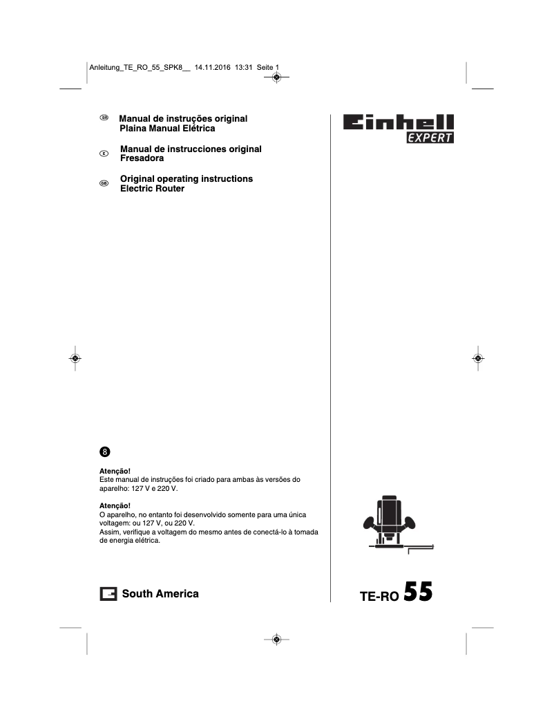 Página nº 1 - Manual de usuario Einhell TE-RO 55