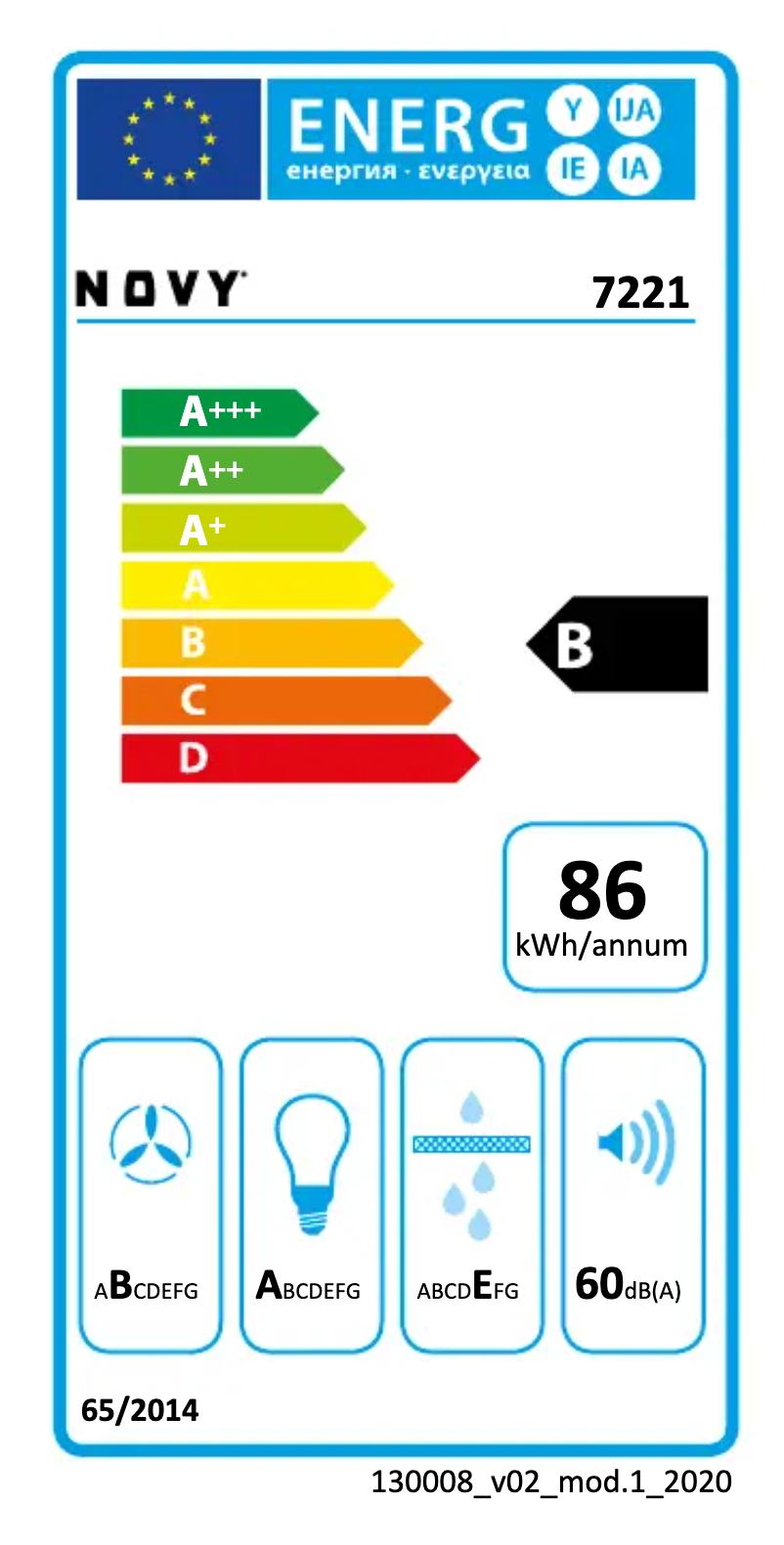 Página 1 del manual Etiqueta energética Novy Pro'line 7221