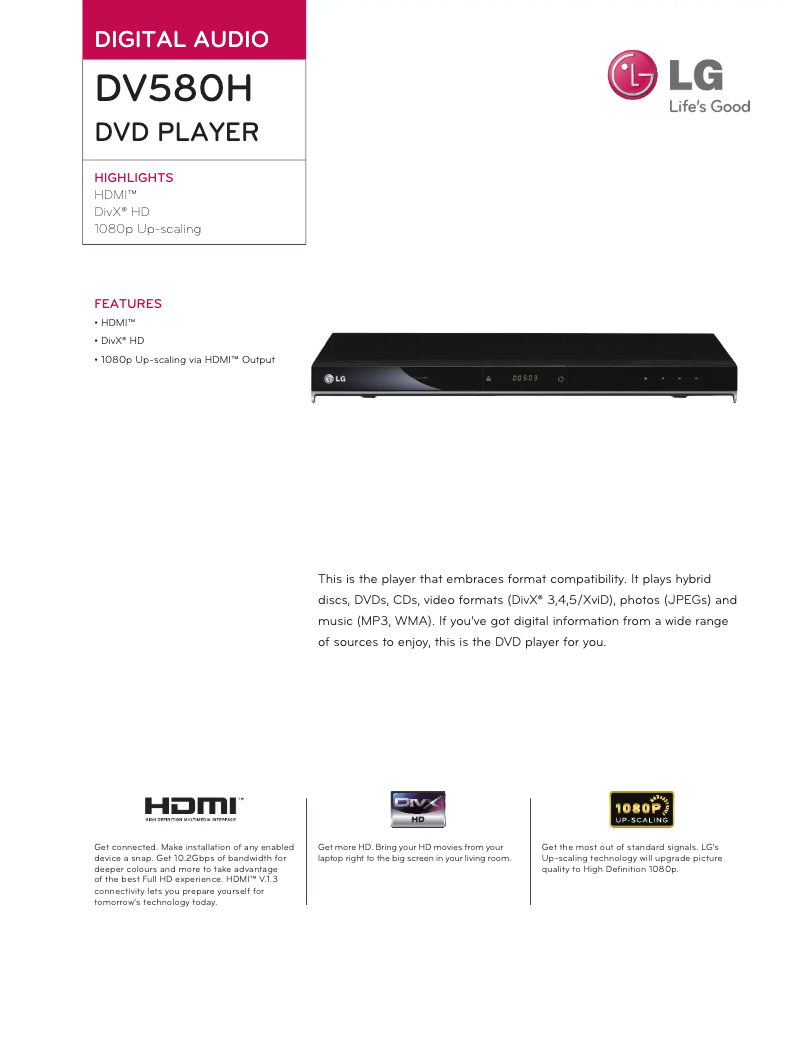 Imagen de la primera página del manual del dispositivo DV480H