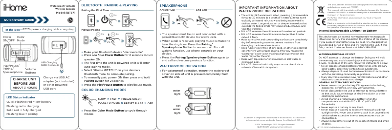 Imagen de la primera página del manual del dispositivo iBT371