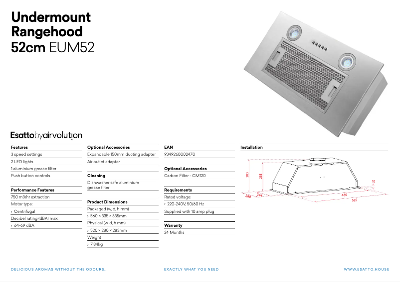 Imagen de la primera página del manual del dispositivo EUM52