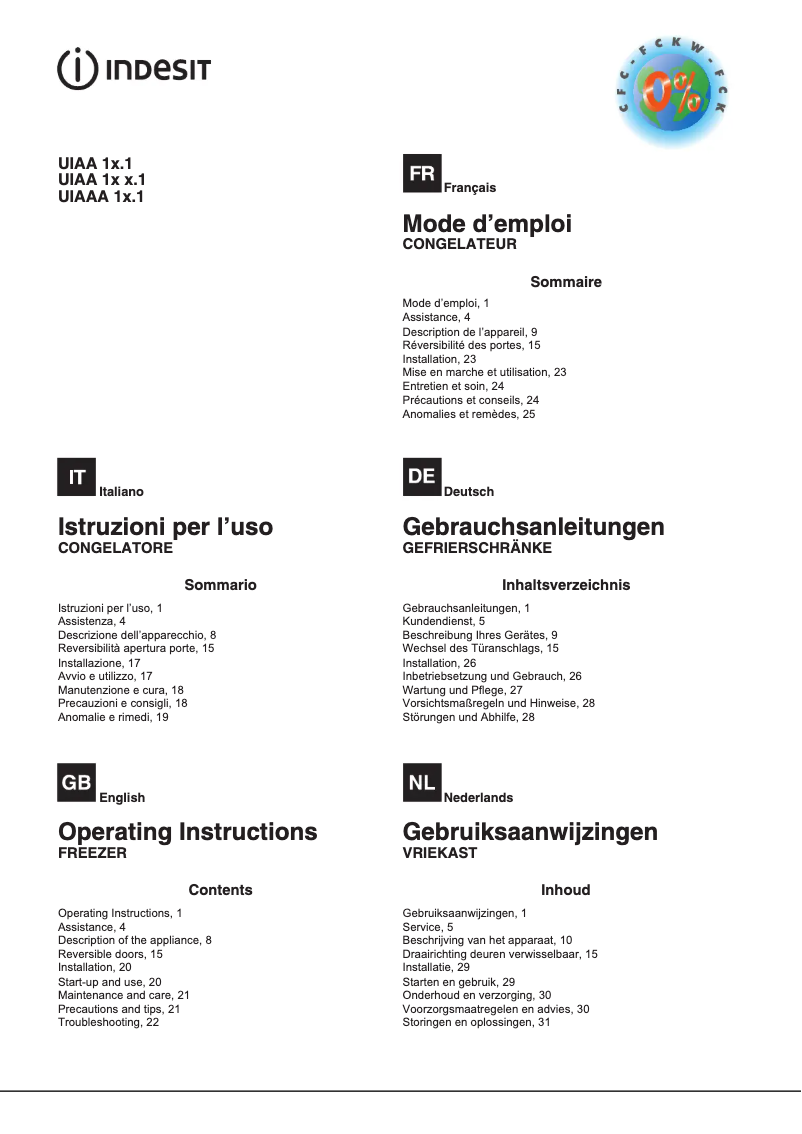 Página 1 del manual Manual de usuario Indesit UIAA 10.1