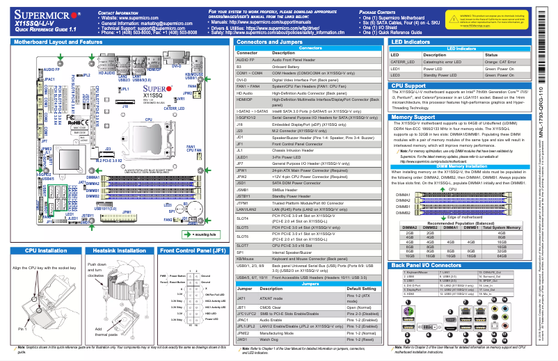 Imagen de la primera página del manual del dispositivo X11SSQ