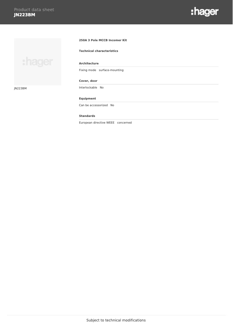 Imagen de la primera página del manual del dispositivo JN223BM