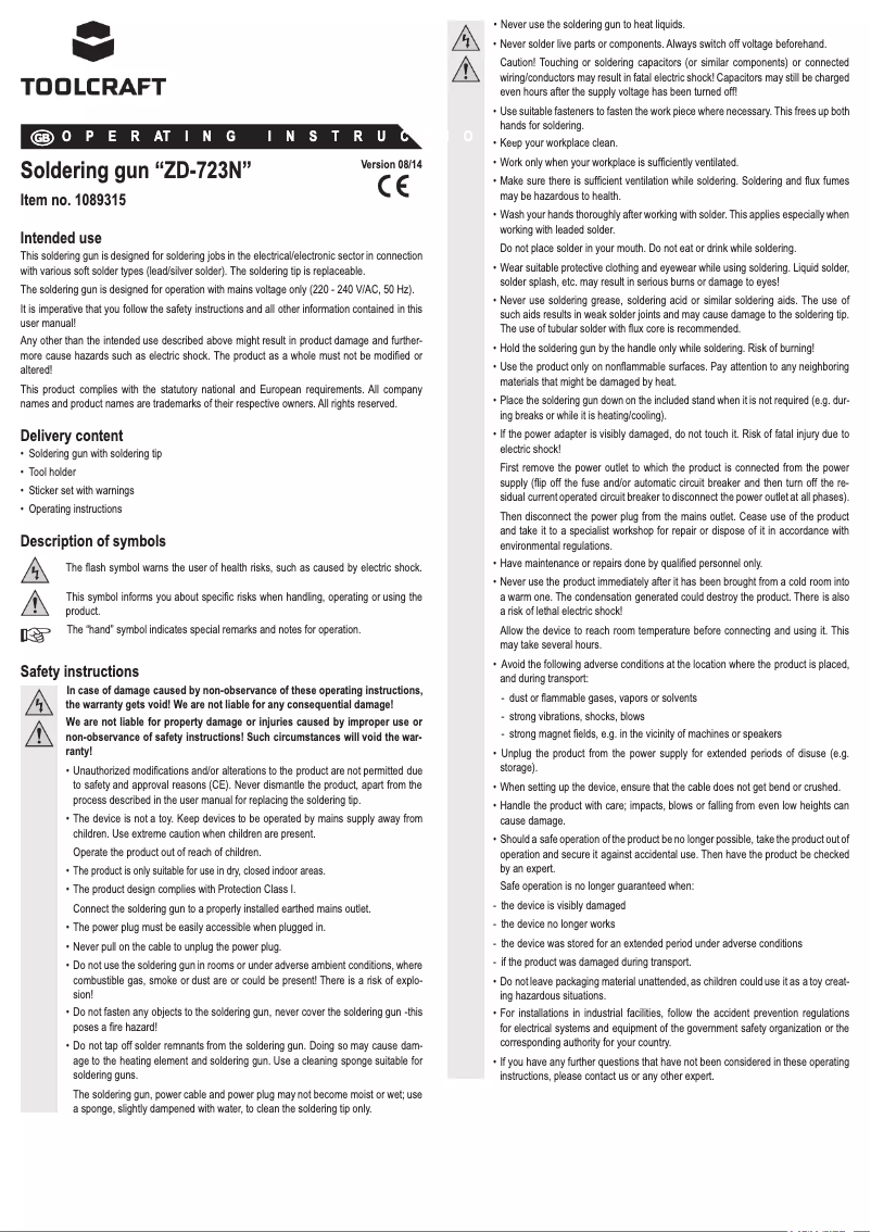 Página 1 del manual Manual de usuario Toolcraft ZD-723N