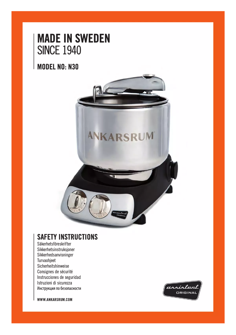 Página 1 del manual Manual de usuario Ankarsrum AKM 6220