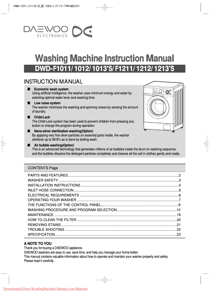 Imagen de la primera página del manual del dispositivo DWD-F1012