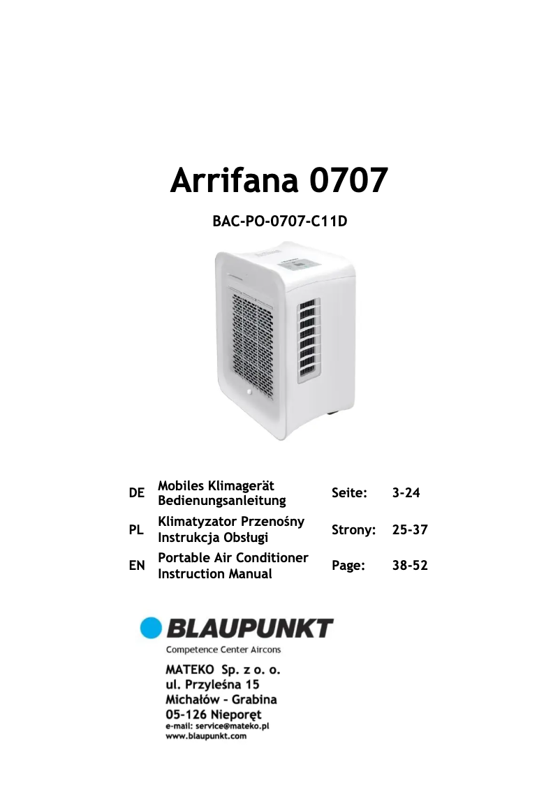 Imagen de la primera página del manual del dispositivo Arrifana 07
