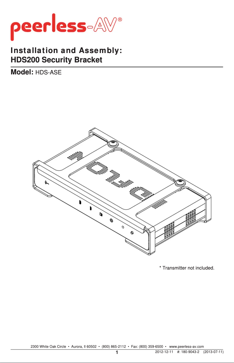 Página 1 del manual Manual de usuario Peerless-AV HDS-ASE