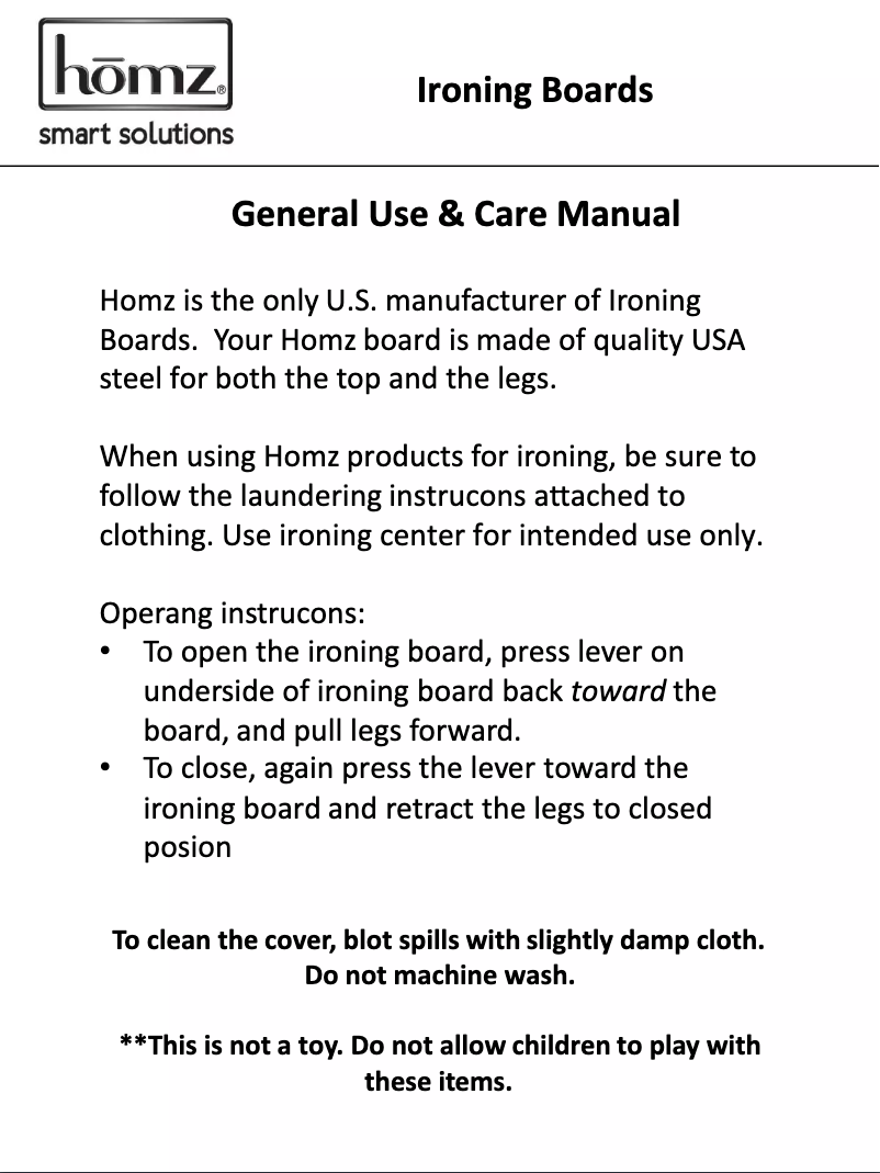 Página 1 del manual Manual de usuario Homz Deluxe