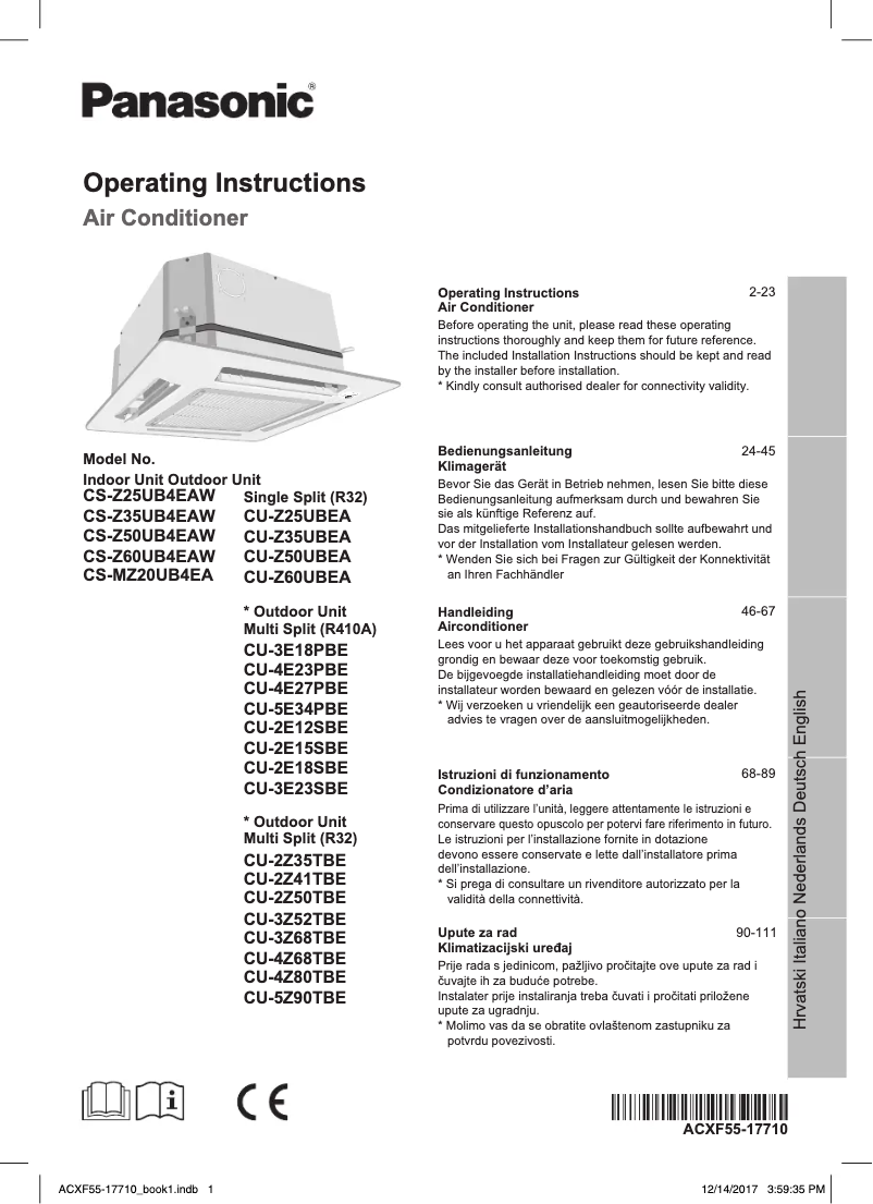 Imagen de la primera página del manual del dispositivo CS-Z50UB4EAW