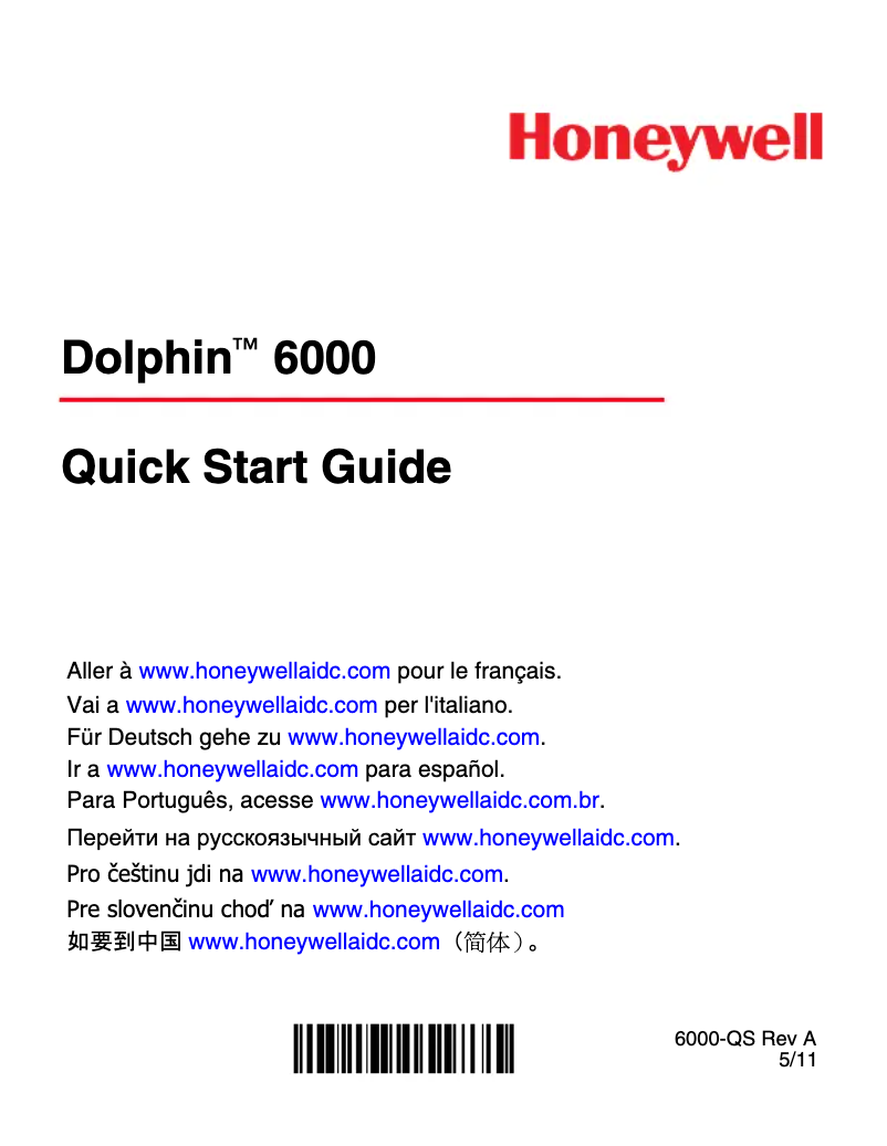 Página nº 1 - Manual de usuario Honeywell Dolphin 6000 + 8GB microSD