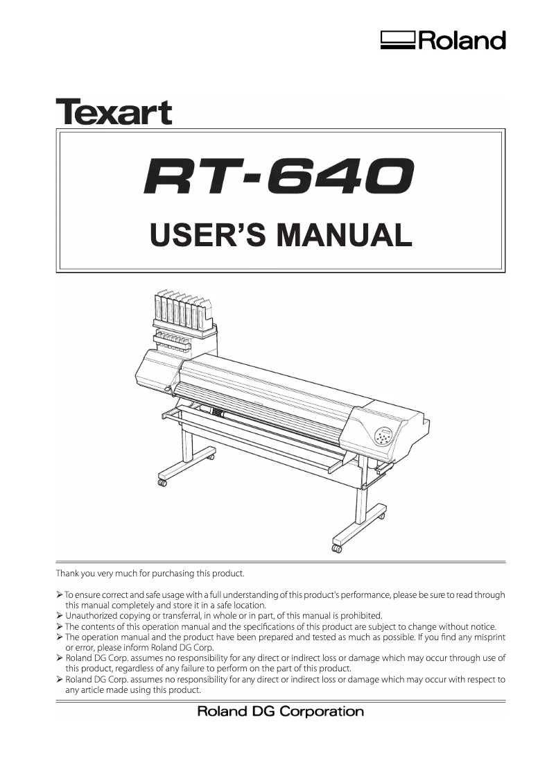 Imagen de la primera página del manual del dispositivo Texart RT-640