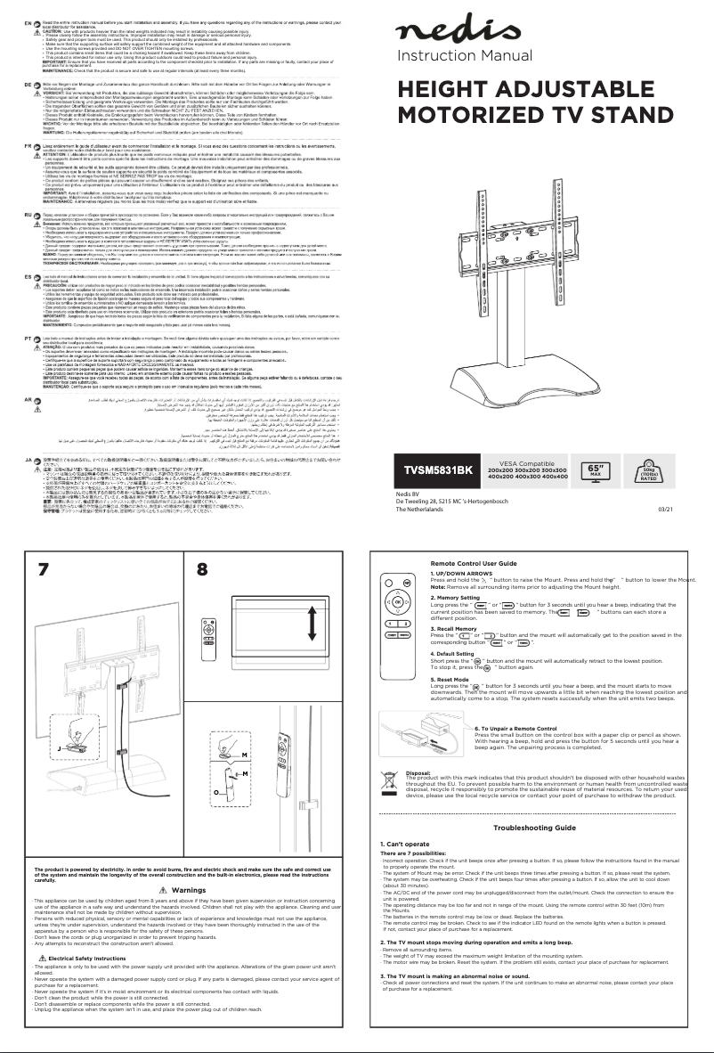 Página 1 del manual Manual de usuario Nedis TVSM5831BK