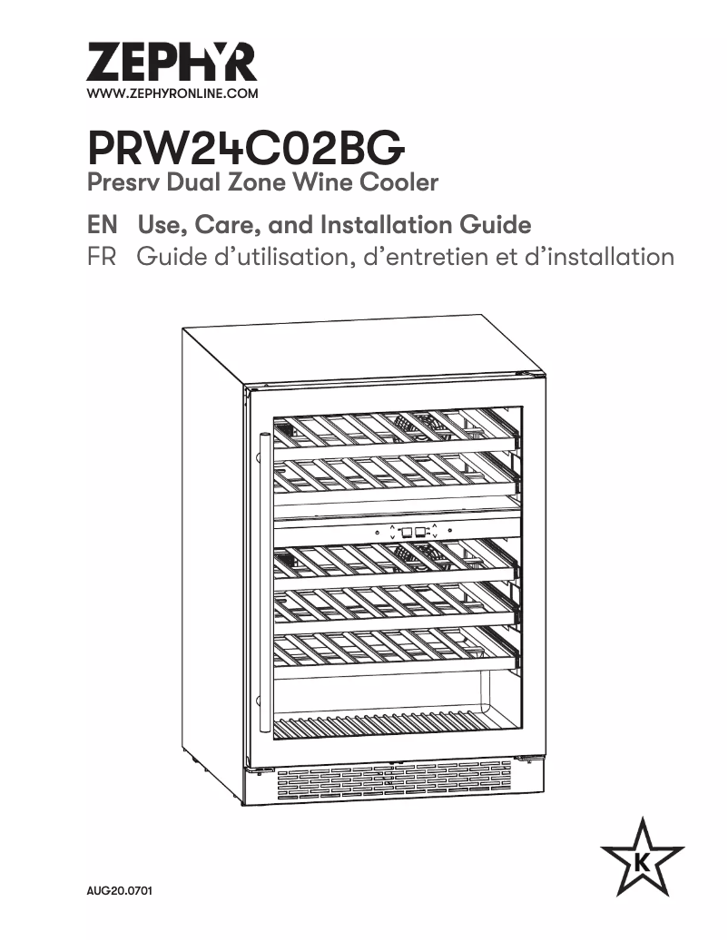 Página 1 del manual Guía de instalación Zephyr PRW24C02BG