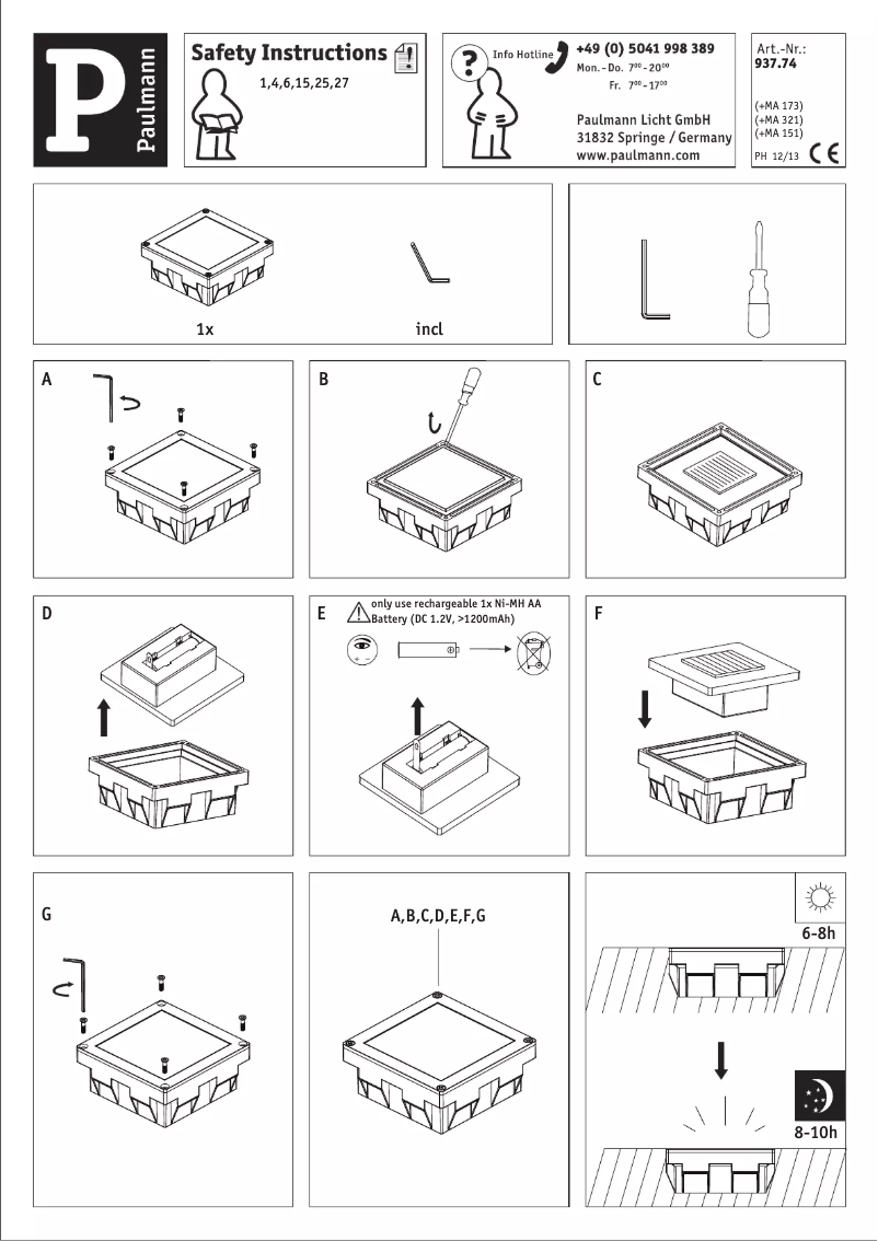 Página 1 del manual Manual de usuario Paulmann Solar Cube
