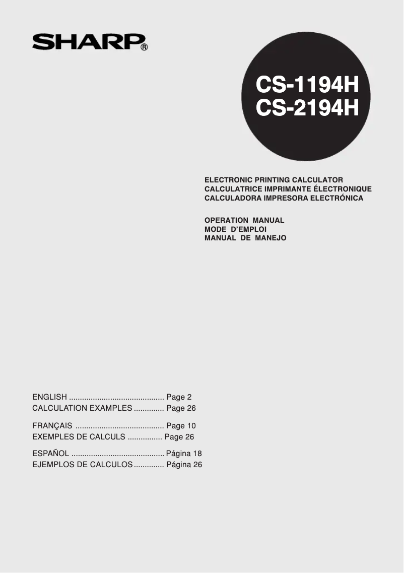 Página 1 del manual Manual de usuario Sharp CS-2194H