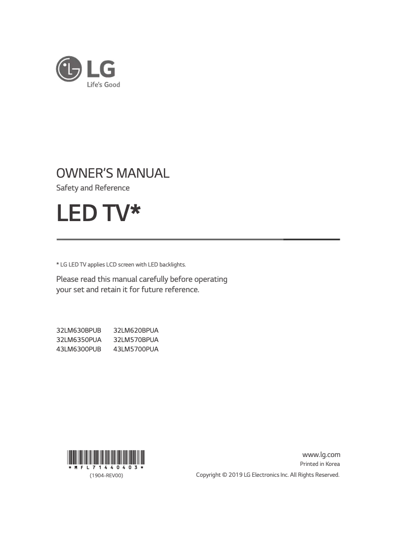 Página nº 1 - Manual de usuario LG 43LM5700PUA