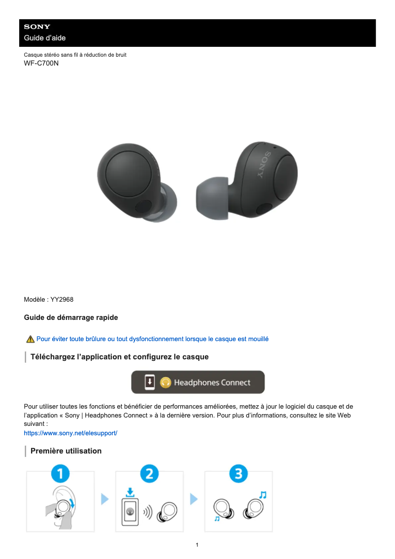 Imagen de la primera página del manual del dispositivo WF-C700N