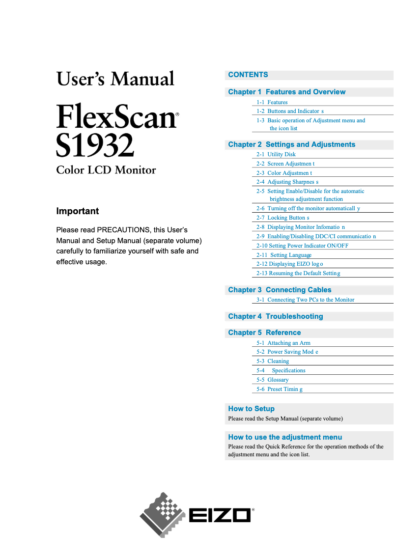 Imagen de la primera página del manual del dispositivo FlexScan S1932