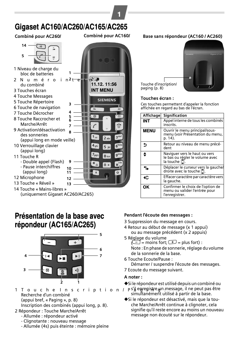 Imagen de la primera página del manual del dispositivo Gigaset AC160
