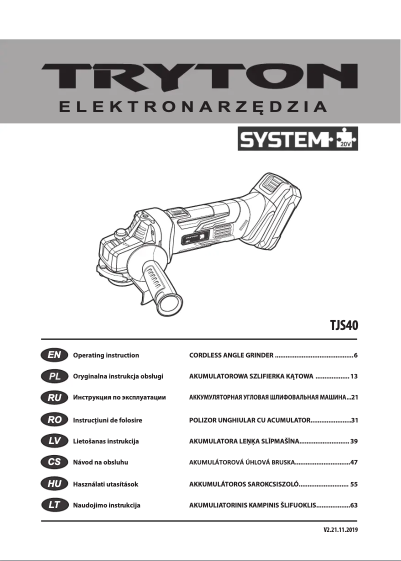 Imagen de la primera página del manual del dispositivo TJS40
