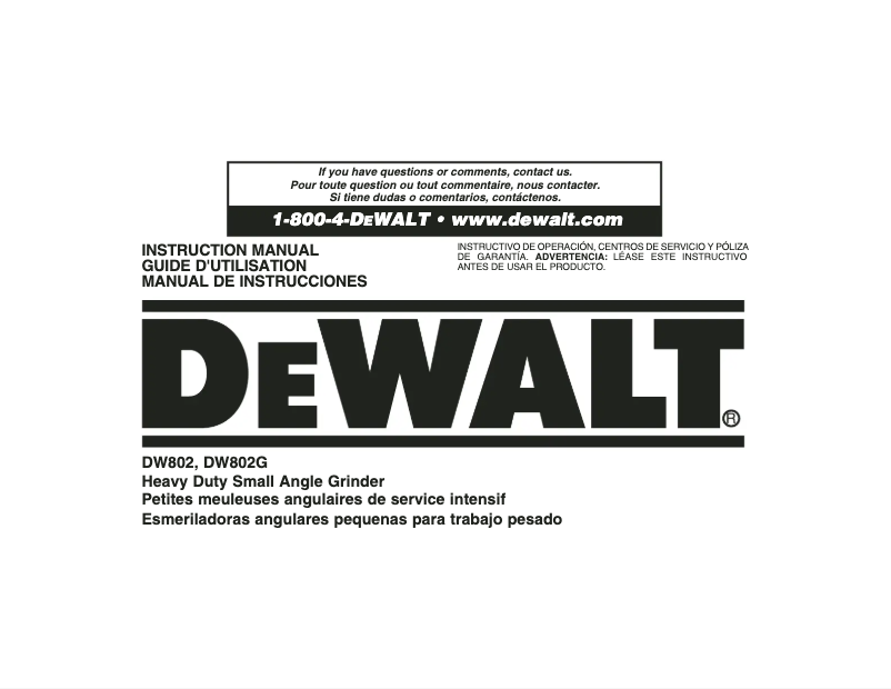 Página 1 del manual Manual de usuario DeWalt DW802G