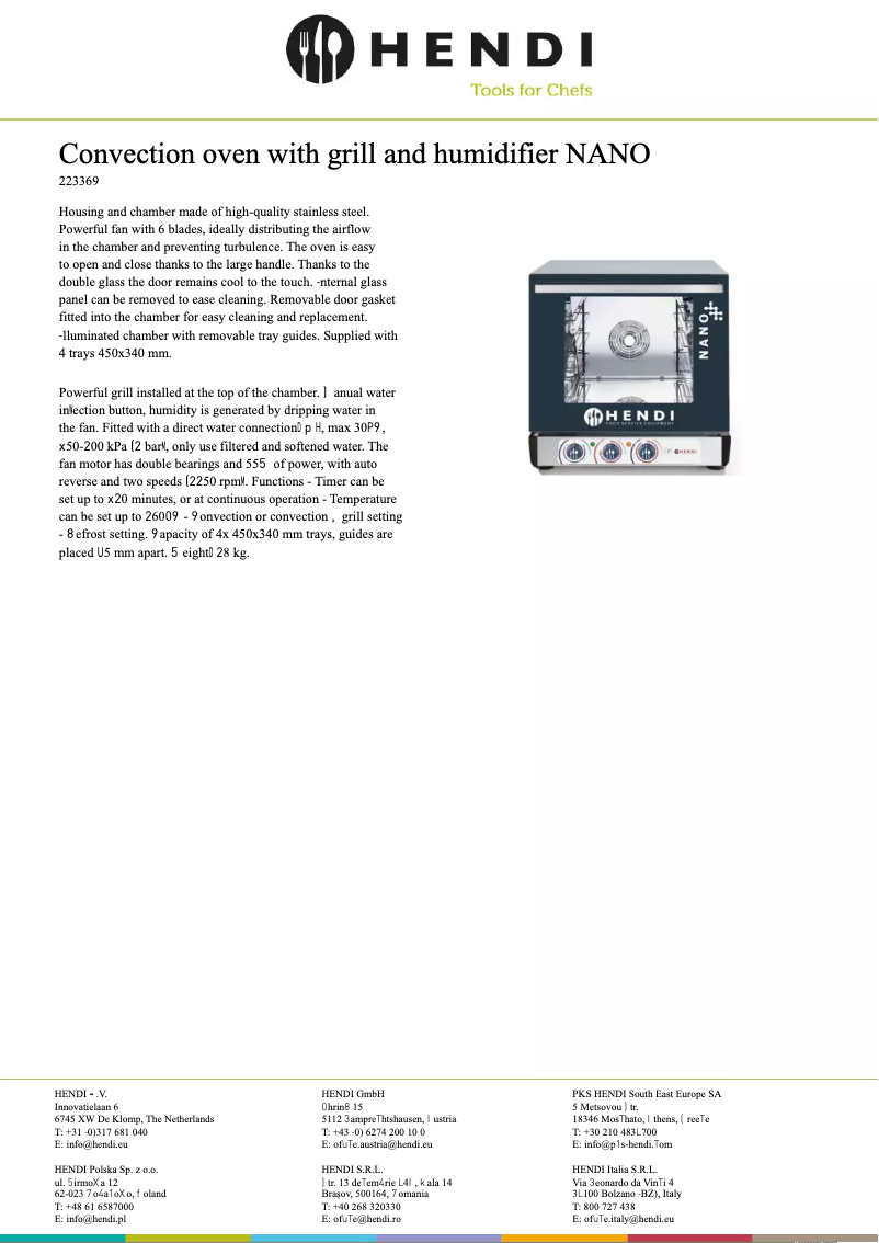 Página nº 1 - Ficha técnica Hendi 223369