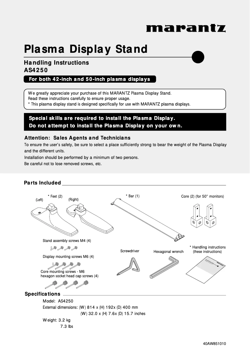Página 1 del manual Manual de usuario Marantz AS4250