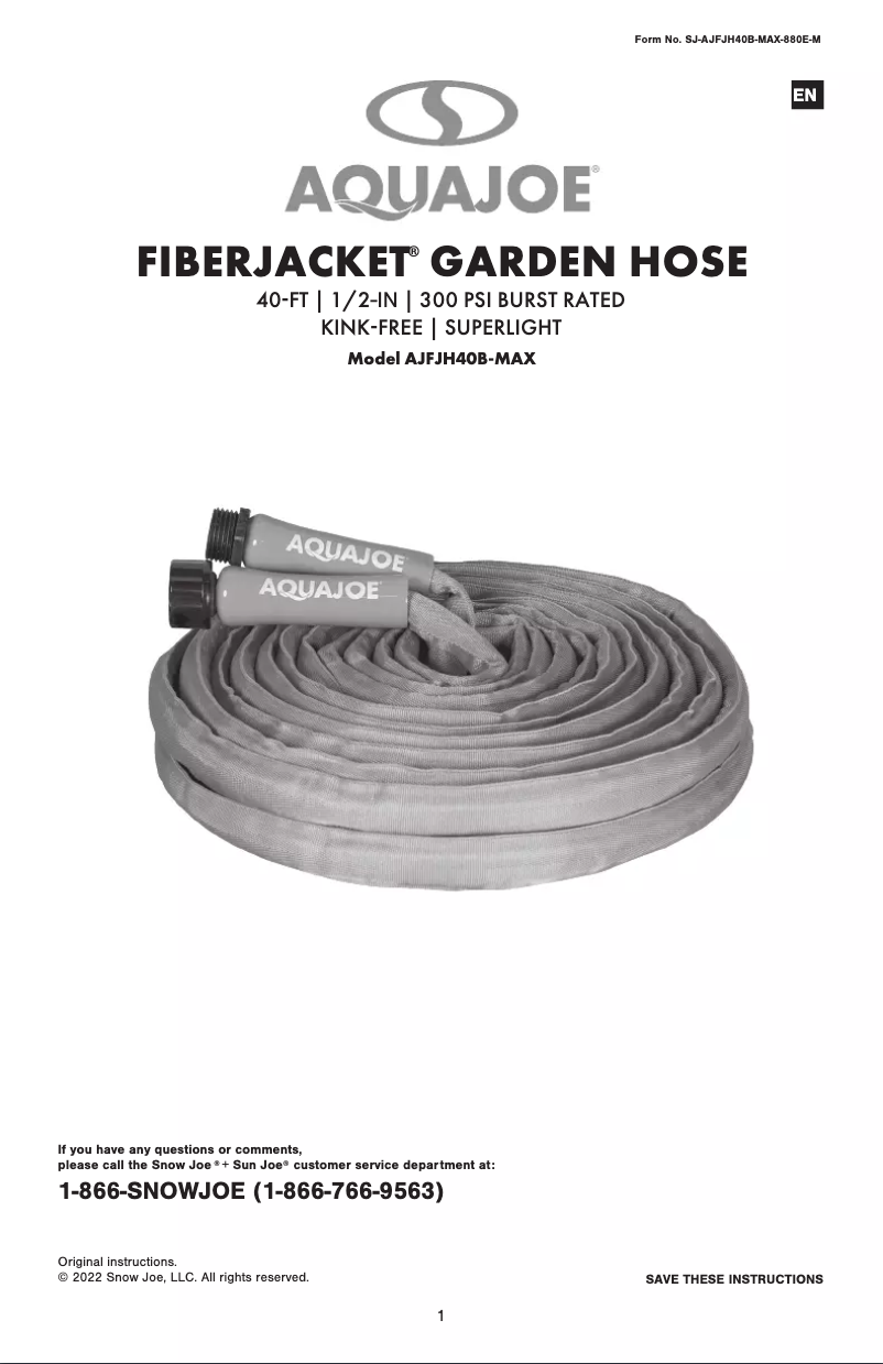 Página nº 1 - Manual de usuario Aqua Joe AJFJH40B-MAX