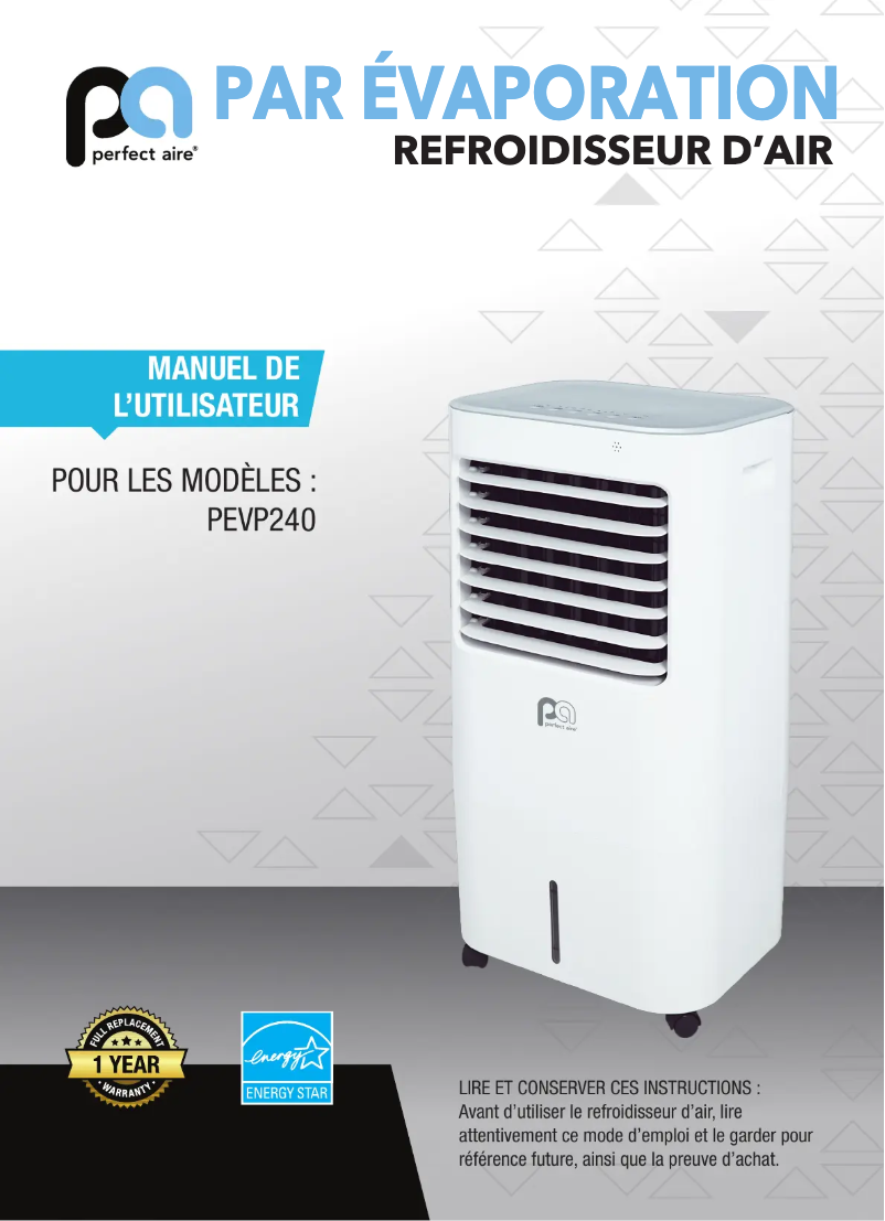 Página 1 del manual Manual de usuario Perfect Aire PEVP240