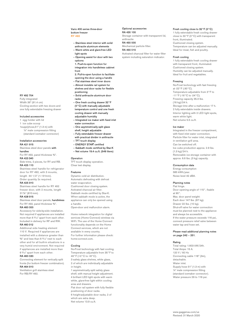 Imagen de la primera página del manual del dispositivo RY492704