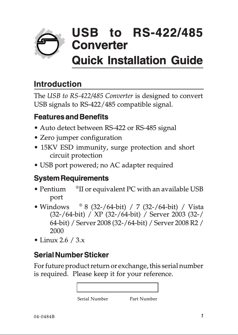 Página 1 del manual Manual de usuario Siig C-UC0011-S1