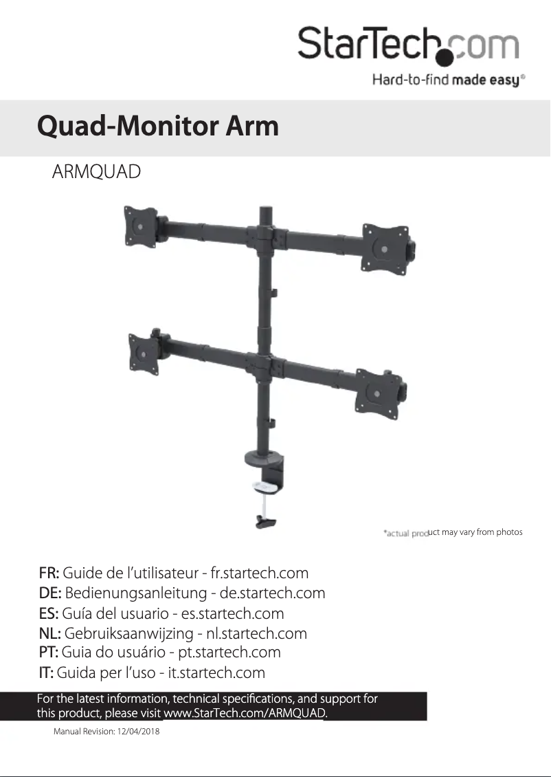 Imagen de la primera página del manual del dispositivo ARMQUAD