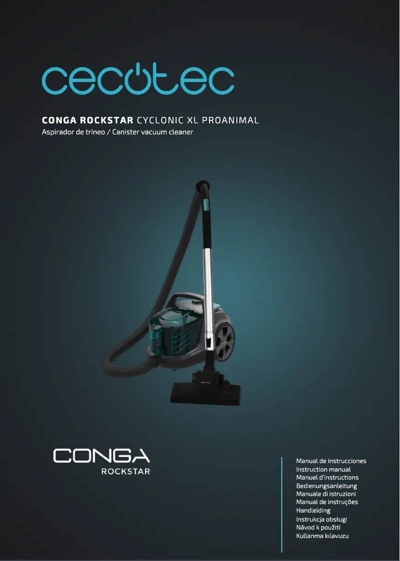 Imagen de la primera página del manual del dispositivo Conga Rockstar Cyclonic XL ProAnimal