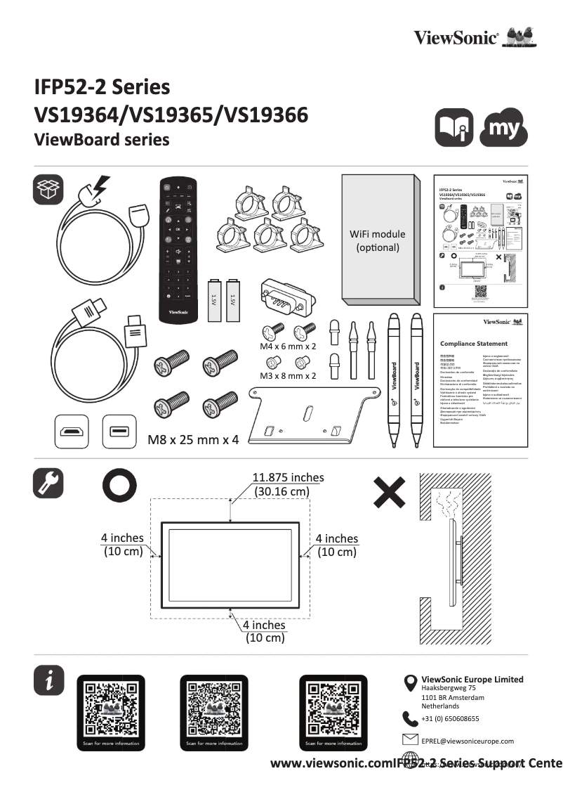 Página 1 del manual Guía de inicio rápido Viewsonic ViewBoard IFP8652-2F