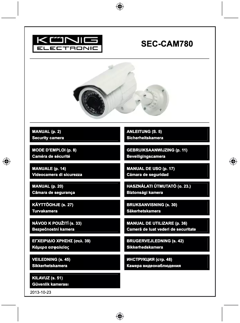 Imagen de la primera página del manual del dispositivo SEC-CAM780