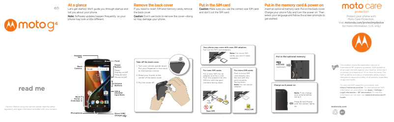 Imagen de la primera página del manual del dispositivo Moto 4G Plus - 2016