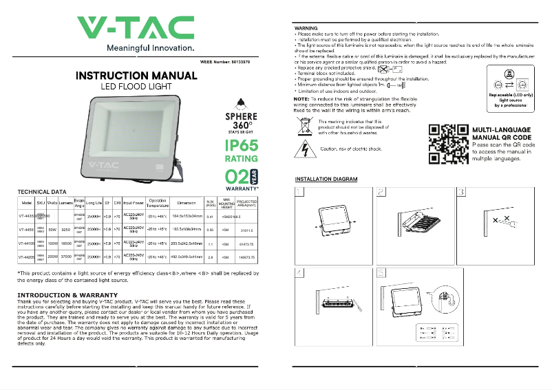 Página 1 del manual Manual de usuario V-TAC VT-4456