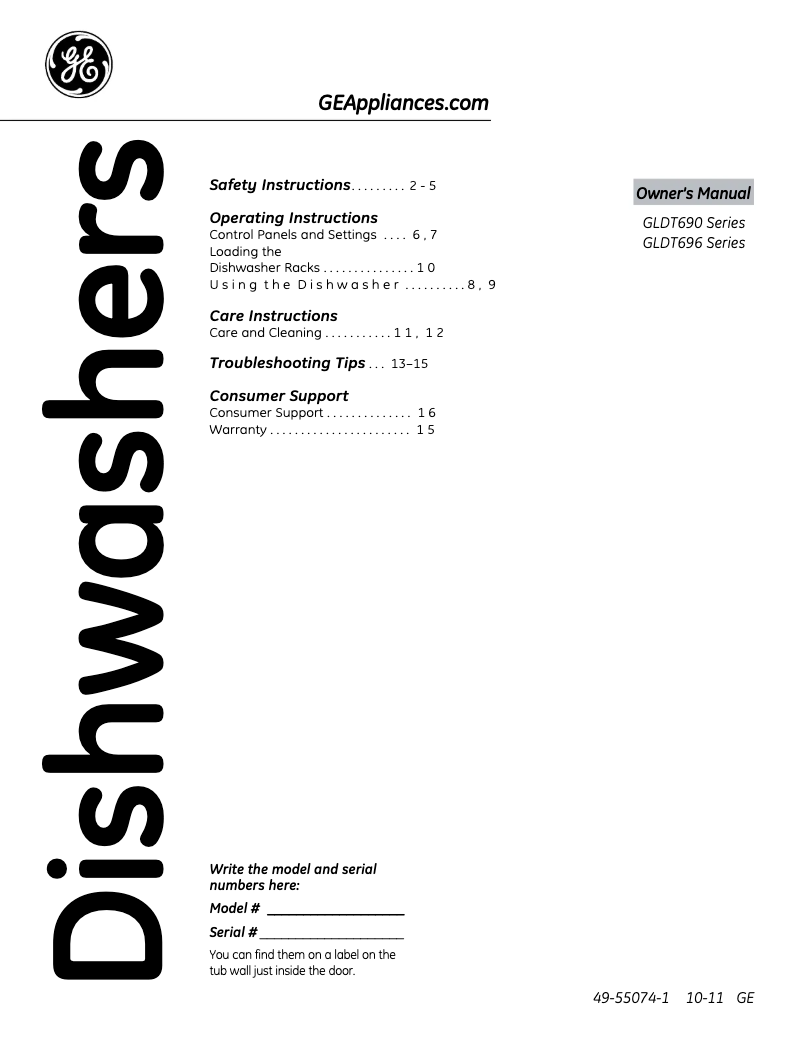 Imagen de la primera página del manual del dispositivo GLDT690DWW