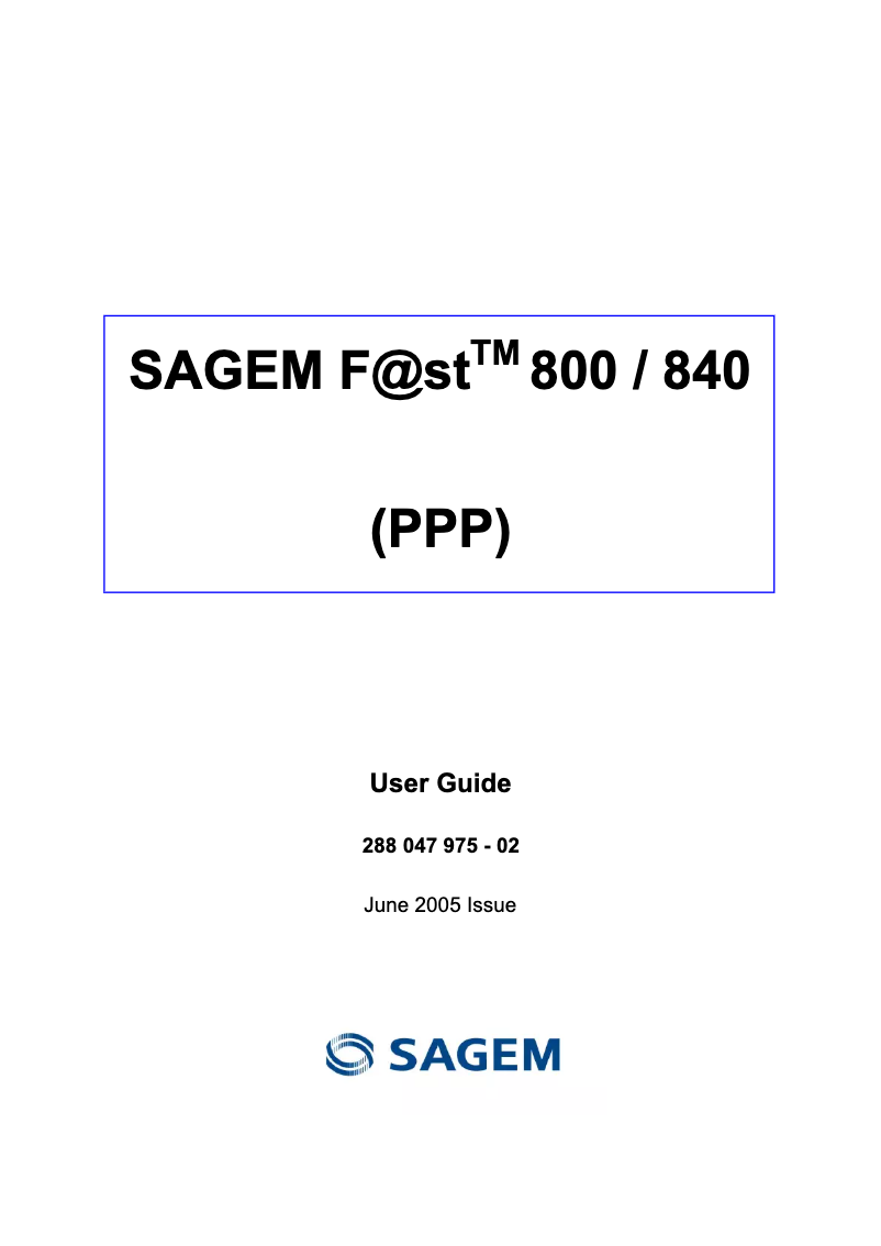 Página 1 del manual Manual de usuario Sagem FAST 800-PPP
