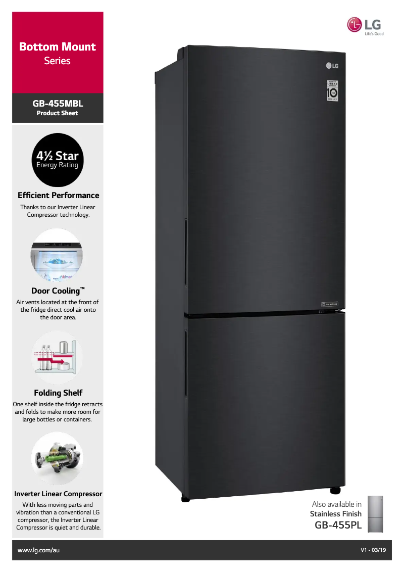 Página nº 1 - Ficha técnica LG GB-455MBL